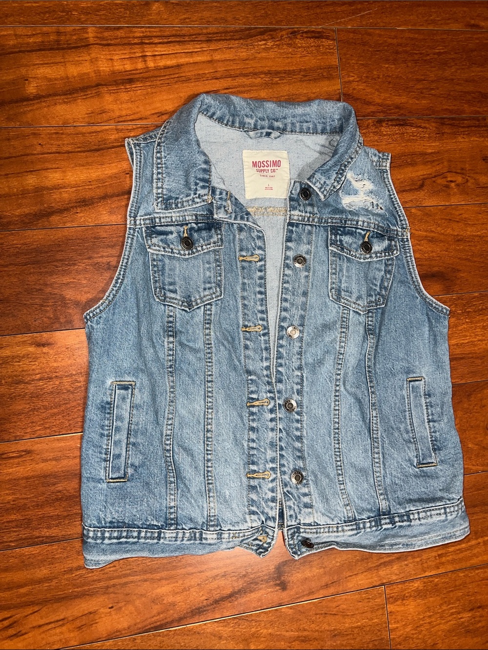 Mossimo Supply Co. Light Blue Distressed Denim Vest